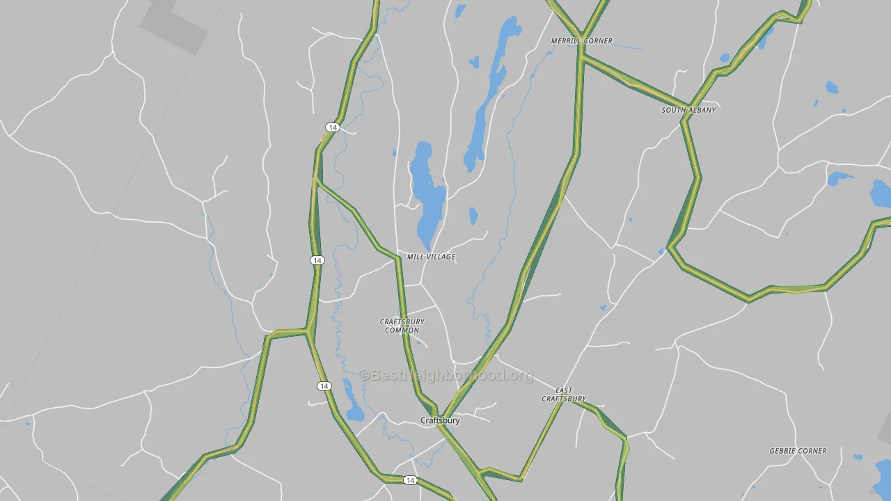 Craftsbury Common, VT Map of Noise Levels in Craftsbury Common