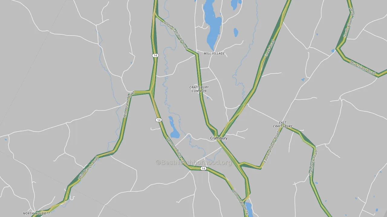 Craftsbury, VT Map of Noise Levels in Craftsbury