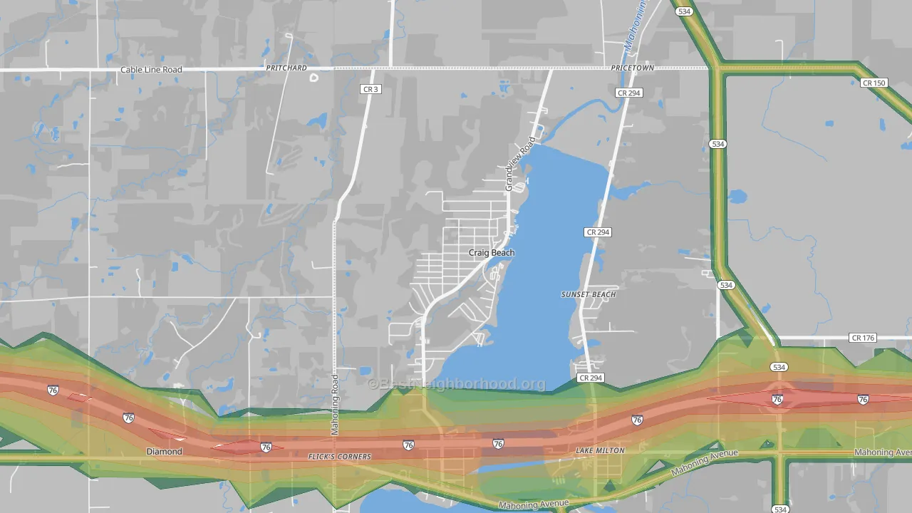 Craig Beach, OH Map of Noise Levels in Craig Beach