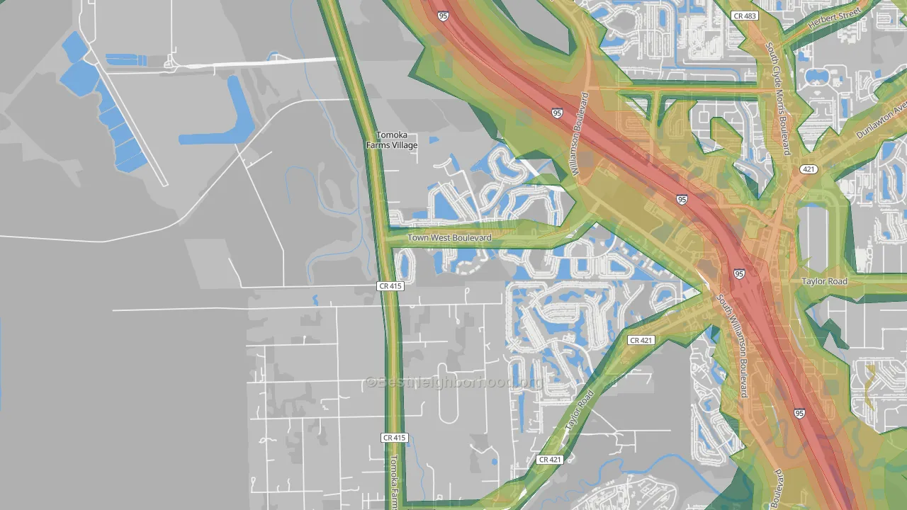 Craig Farms, Port Orange, FL Map of Noise Levels in Craig Farms