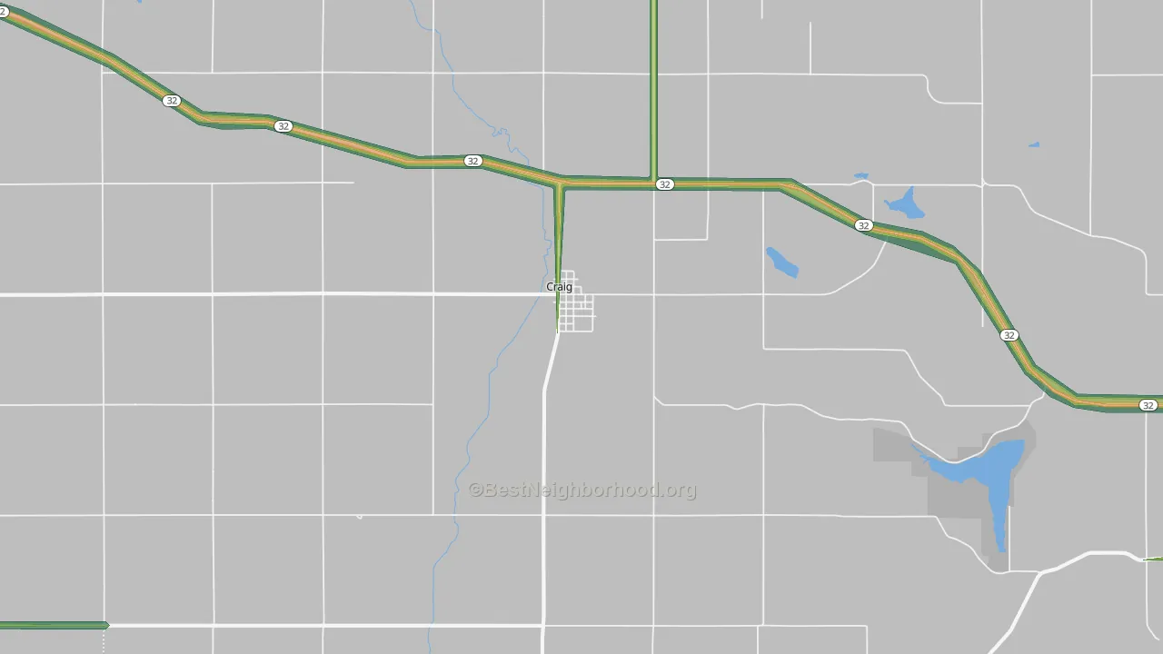 Craig, NE Map of Noise Levels in Craig