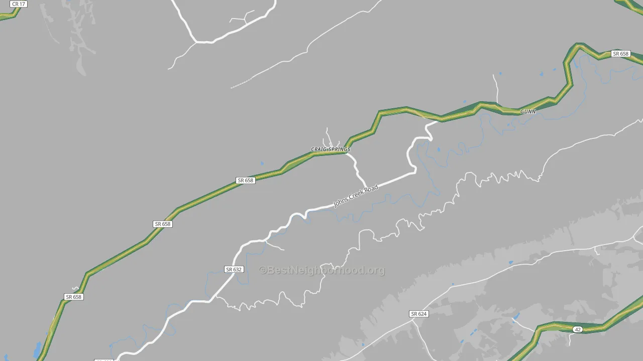Craig Springs, VA Map of Noise Levels in Craig Springs