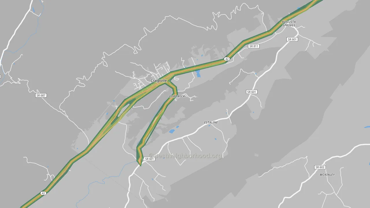 Craigsville, VA Map of Noise Levels in Craigsville