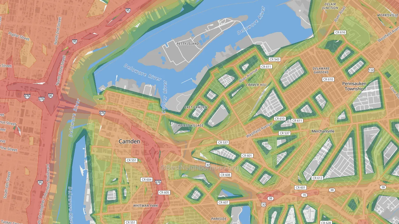 Cramer Hill, Camden, NJ Map of Noise Levels in Cramer Hill