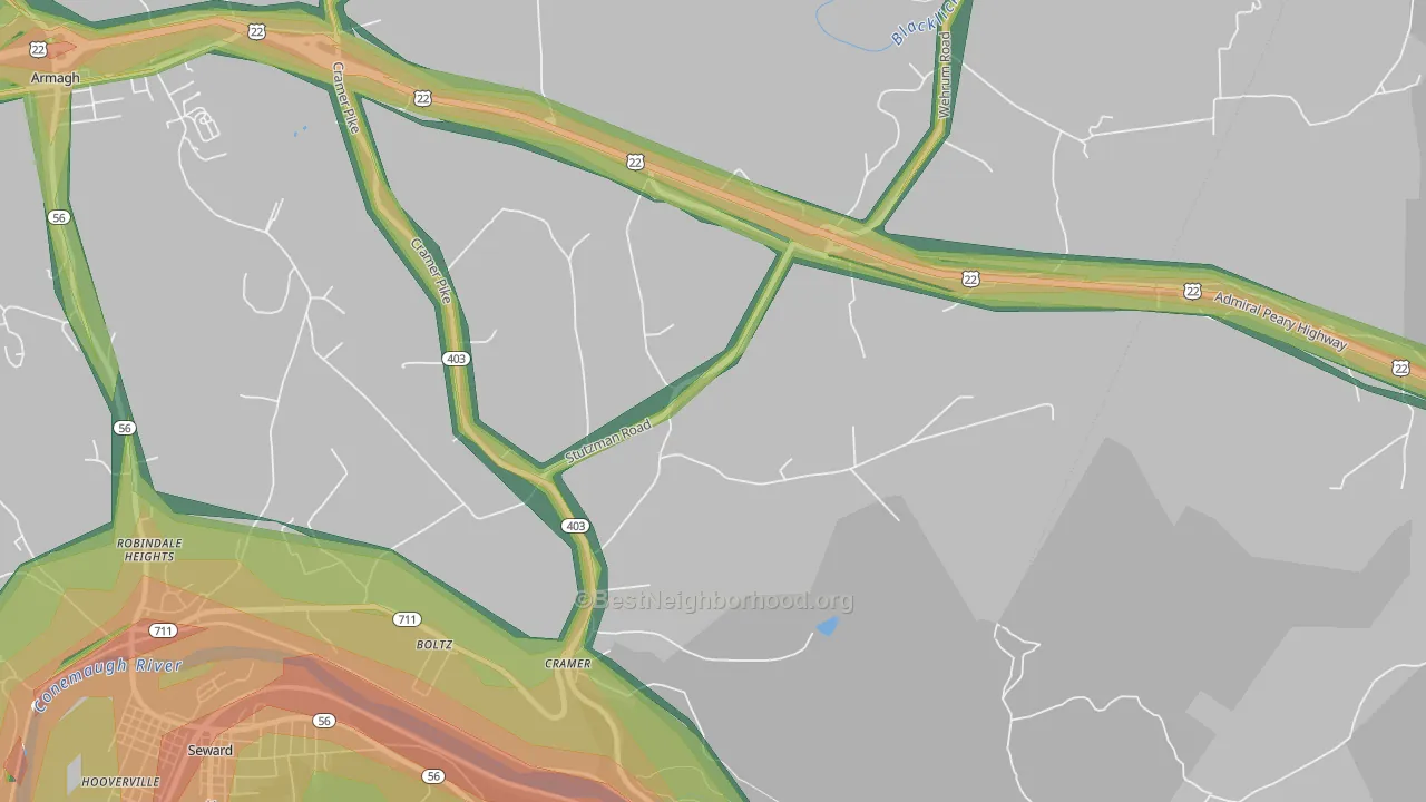 Cramer, PA Map of Noise Levels in Cramer