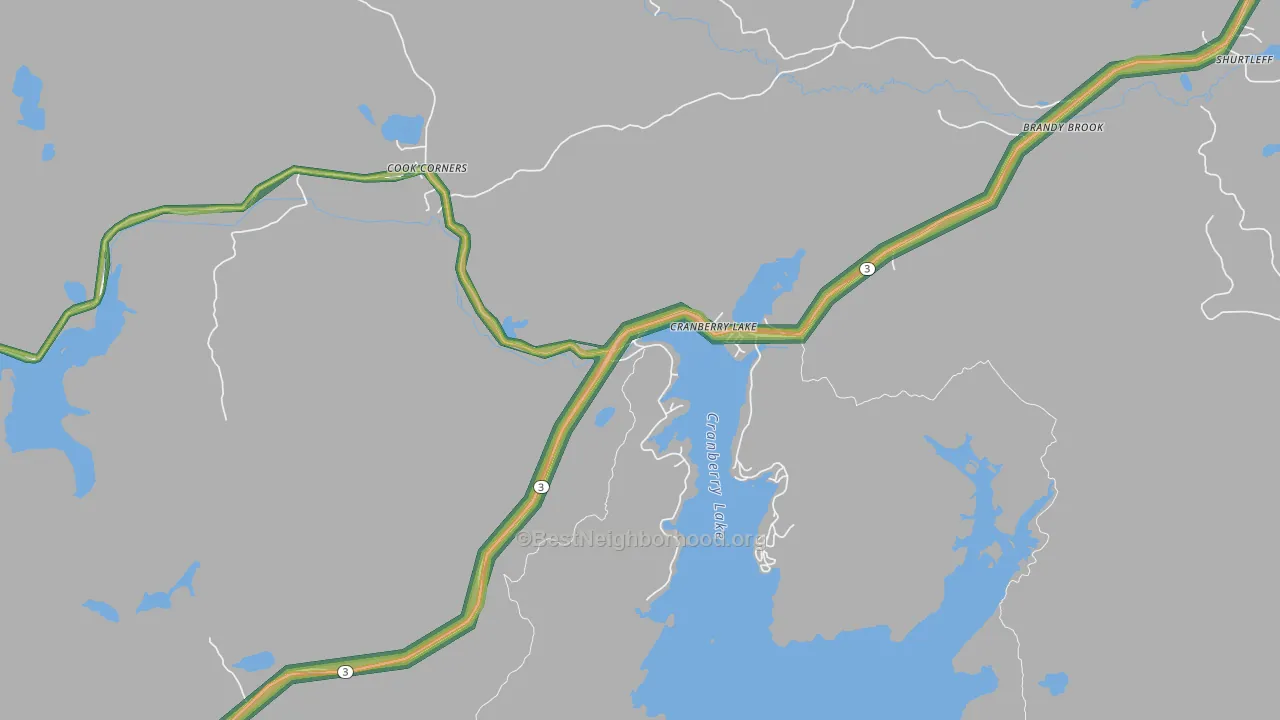 Cranberry Lake, NY Map of Noise Levels in Cranberry Lake