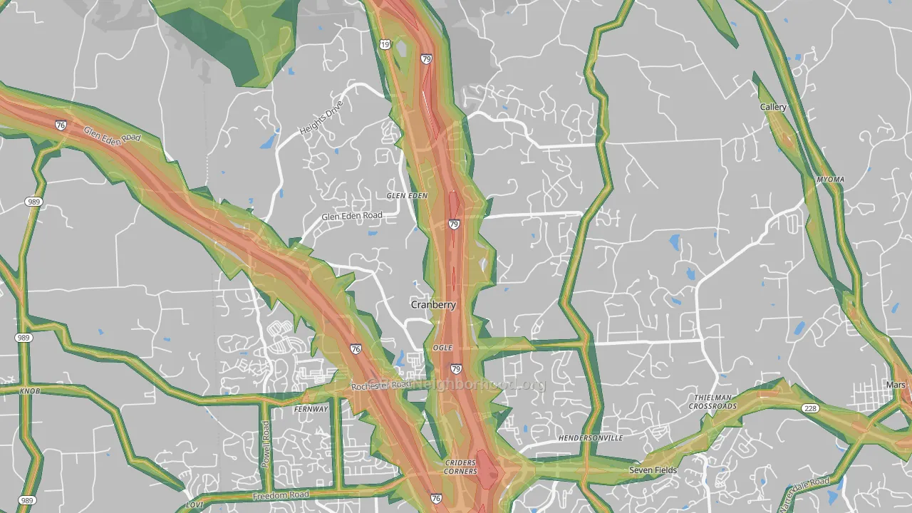Cranberry Twp, PA Map of Noise Levels in Cranberry Twp