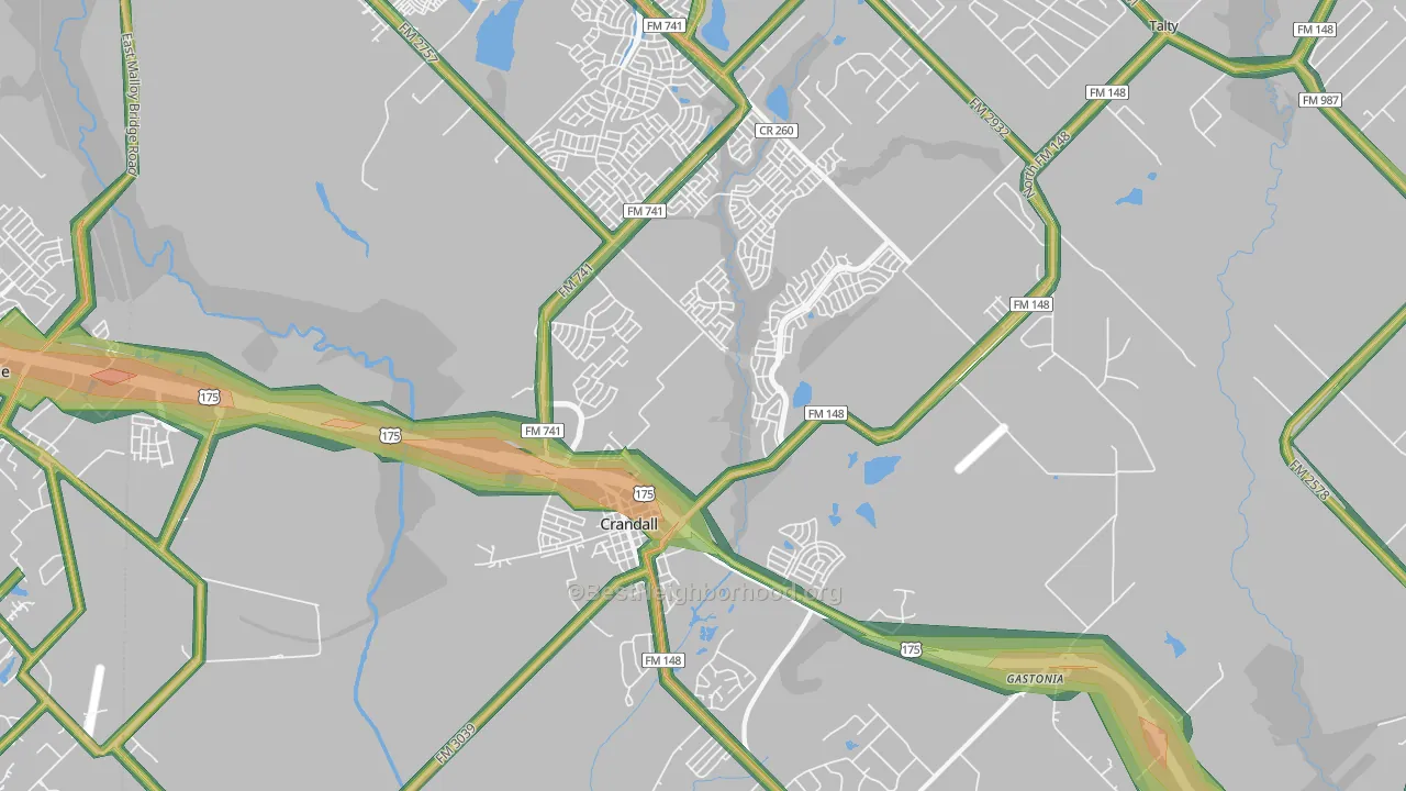 Crandall, TX Map of Noise Levels in Crandall