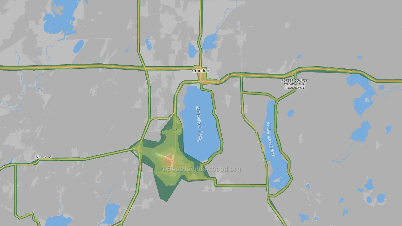 Crandon, WI Map of Noise Levels in Crandon