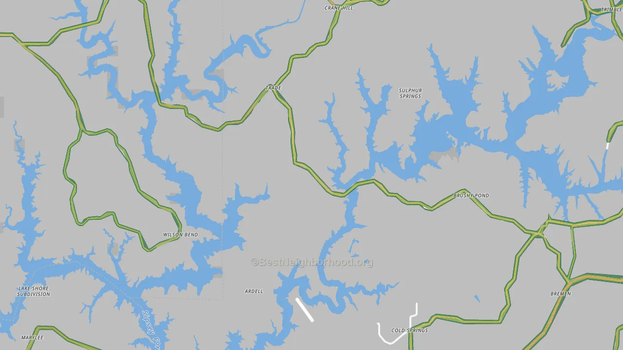 Crane Hill, AL Map of Noise Levels in Crane Hill