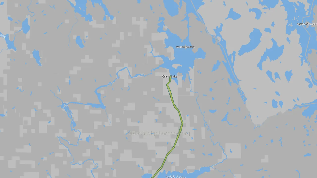 Crane Lake, MN Map of Noise Levels in Crane Lake