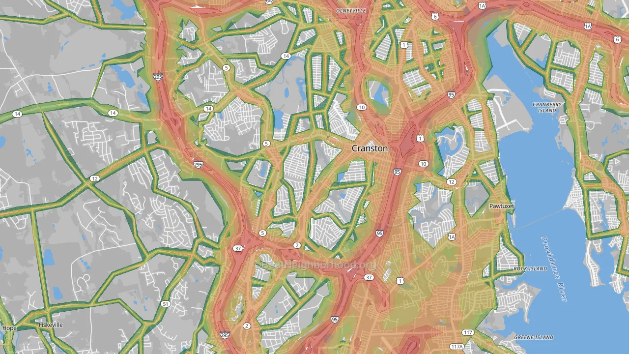 Cranston, RI Map of Noise Levels in Cranston