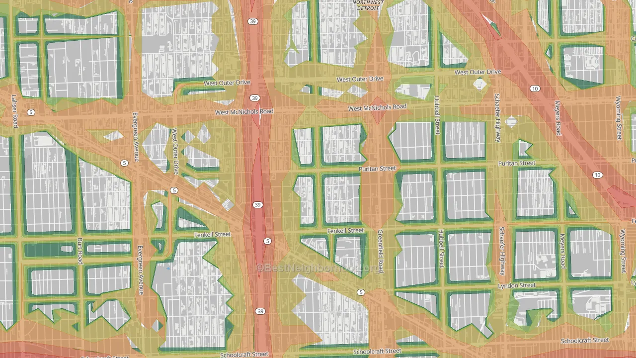 Crary-St Marys, Detroit, MI Map of Noise Levels in Crary-St Marys