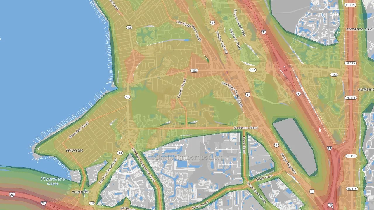 Craven, Jacksonville, FL Map of Noise Levels in Craven