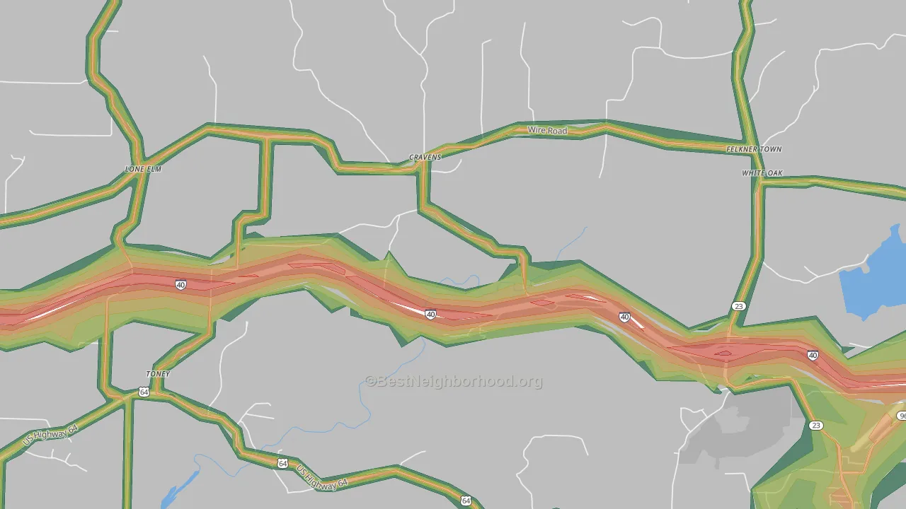 Cravens, AR Map of Noise Levels in Cravens