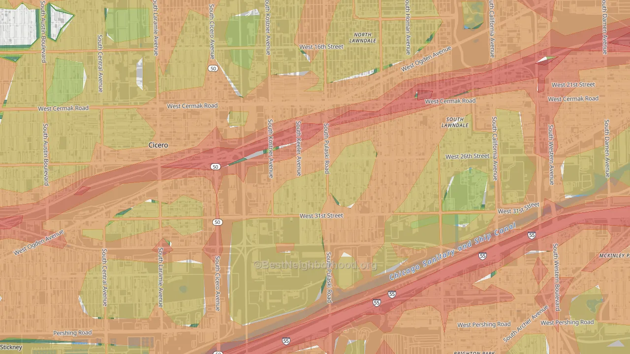Crawford, Chicago, IL Map of Noise Levels in Crawford