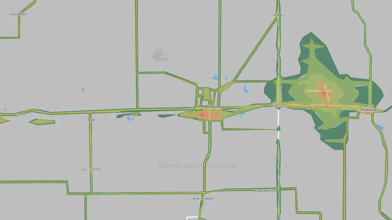 Crawford County, IL Map of Noise Levels in Crawford County