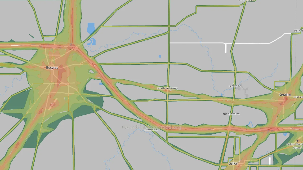 Crawford County, OH Map of Noise Levels in Crawford County