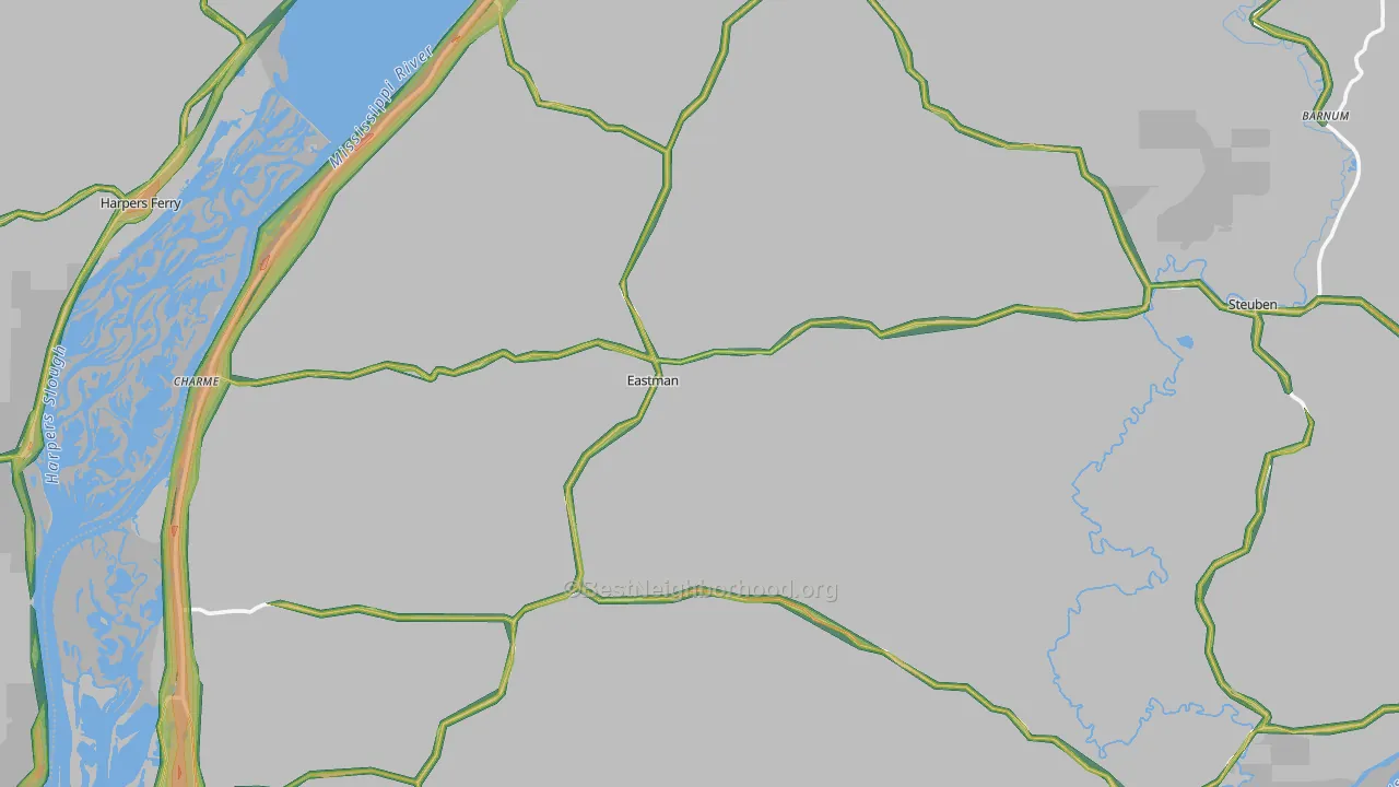 Crawford County, WI Map of Noise Levels in Crawford County