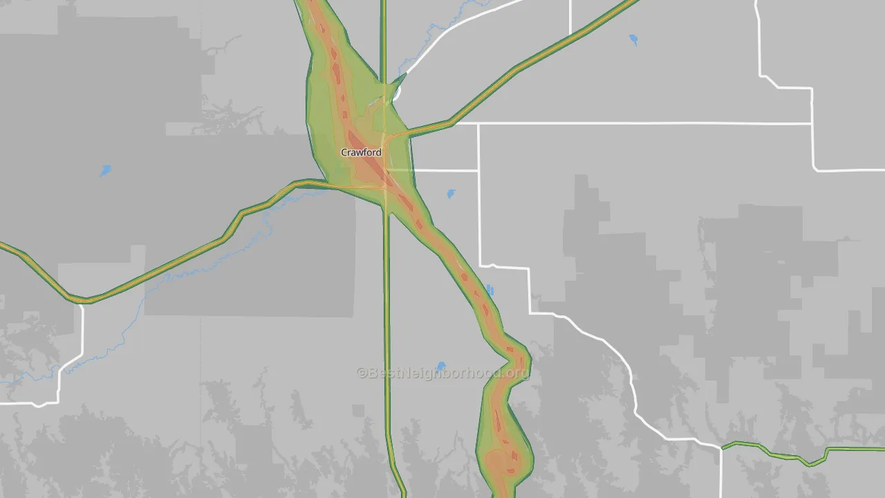 Crawford, NE Map of Noise Levels in Crawford
