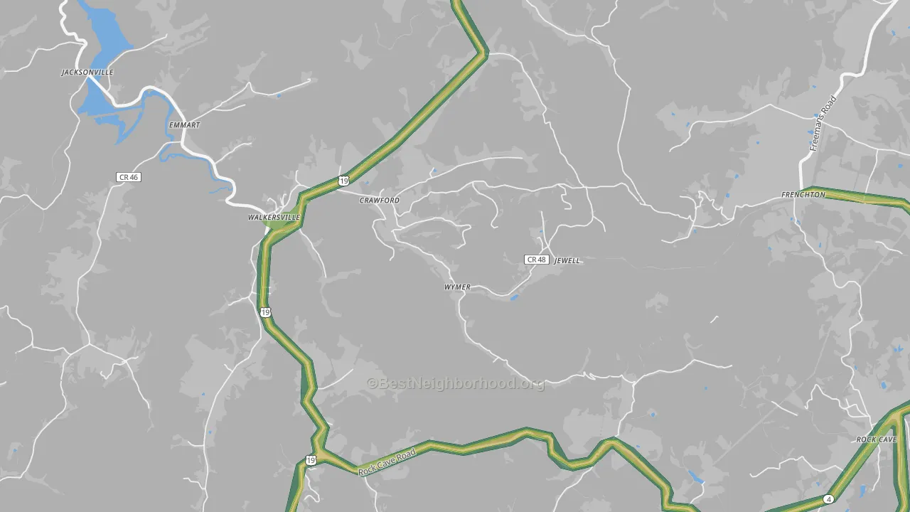 Crawford, WV Map of Noise Levels in Crawford