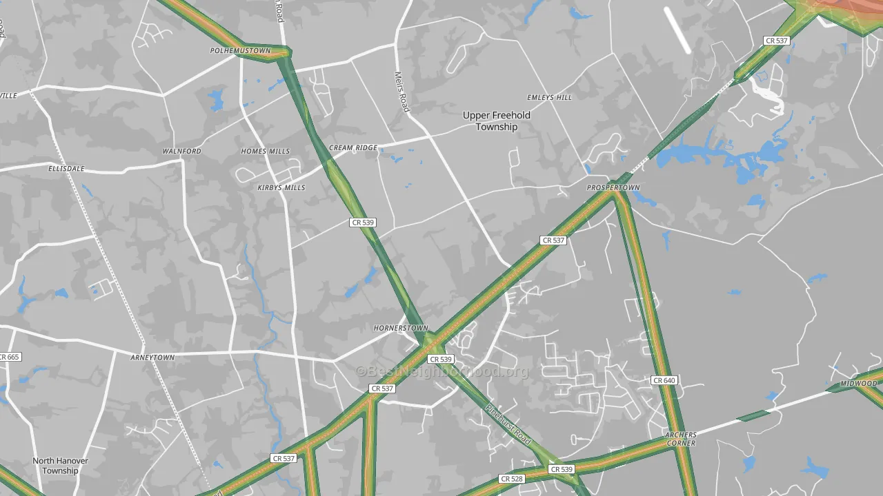 Cream Ridge, NJ Map of Noise Levels in Cream Ridge