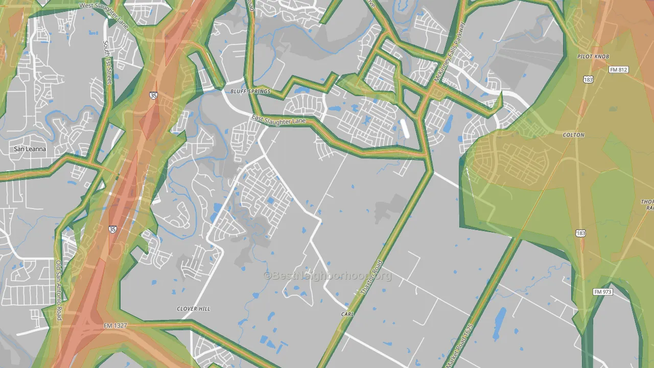 Creedmoor, TX Map of Noise Levels in Creedmoor