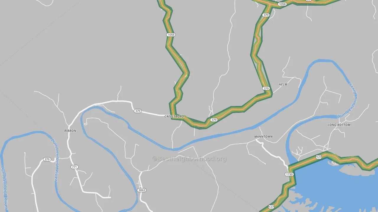 Creelsboro, KY Map of Noise Levels in Creelsboro