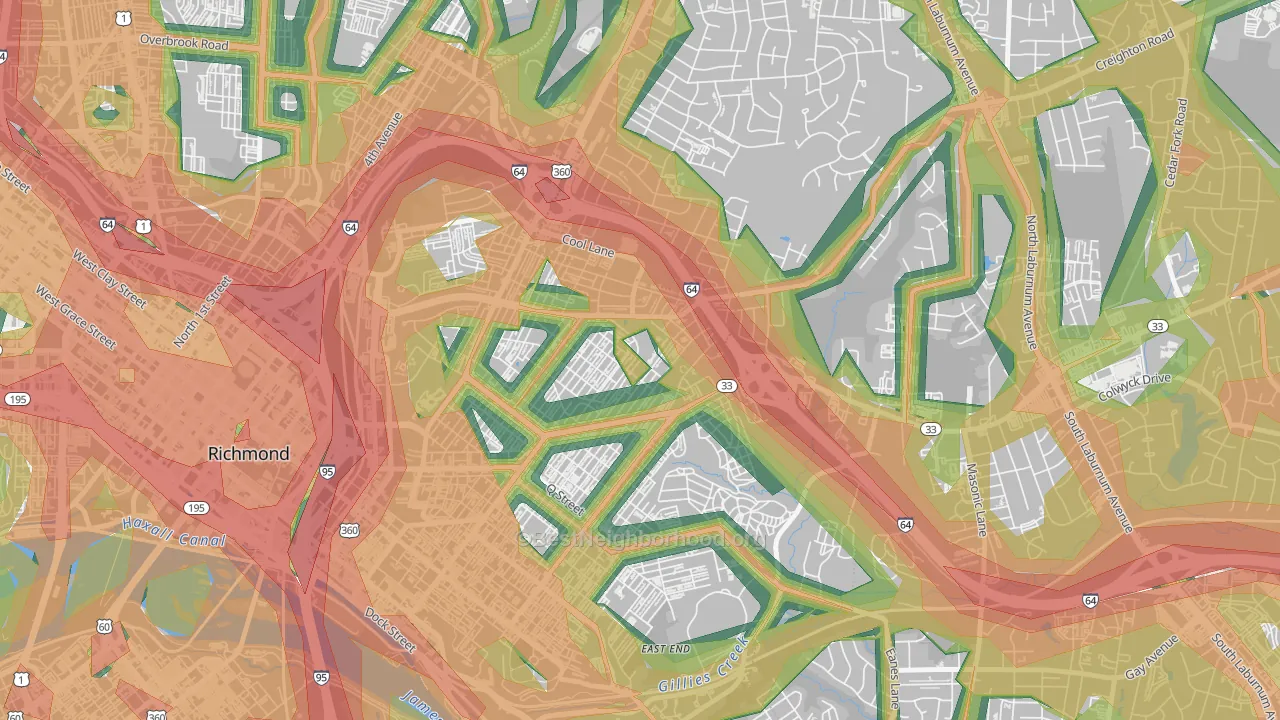 Creighton, Richmond, VA Map of Noise Levels in Creighton