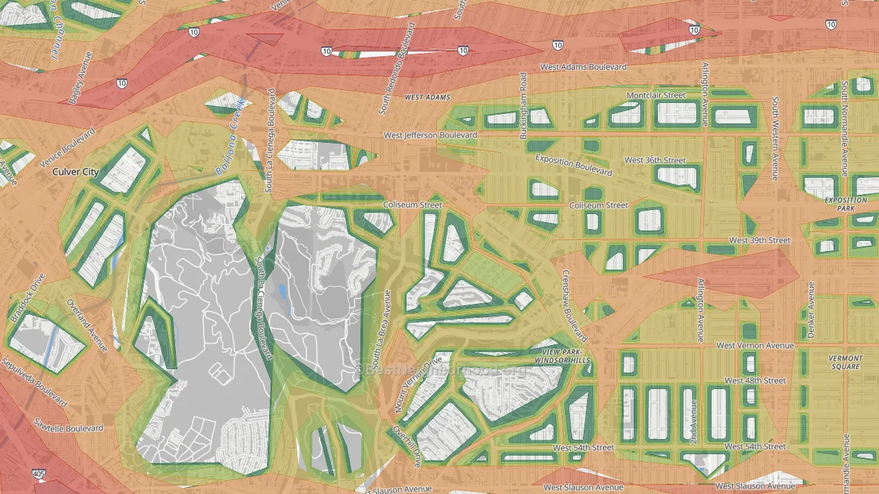 Crenshaw, Los Angeles, CA Map of Noise Levels in Crenshaw