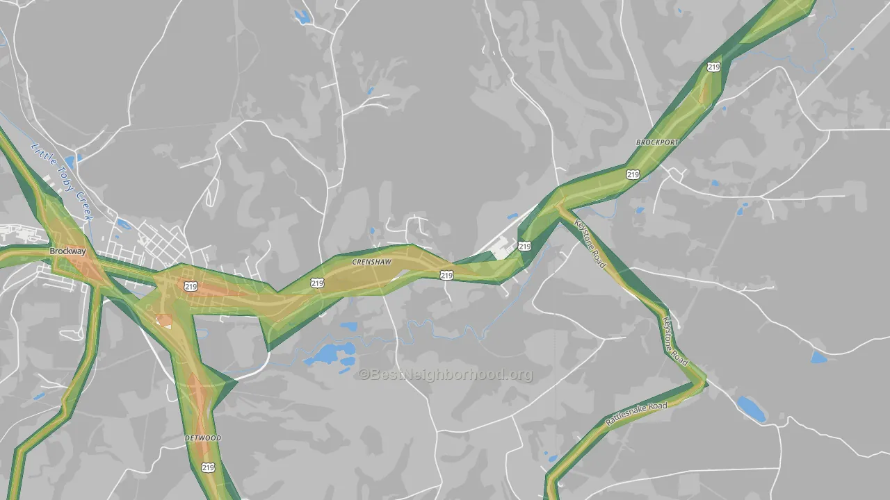 Crenshaw, PA Map of Noise Levels in Crenshaw