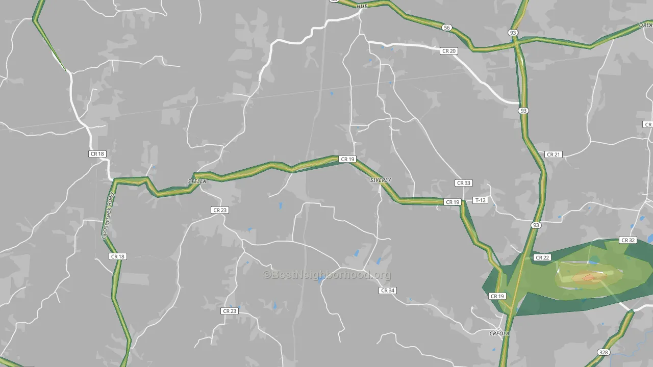Creola, OH Map of Noise Levels in Creola