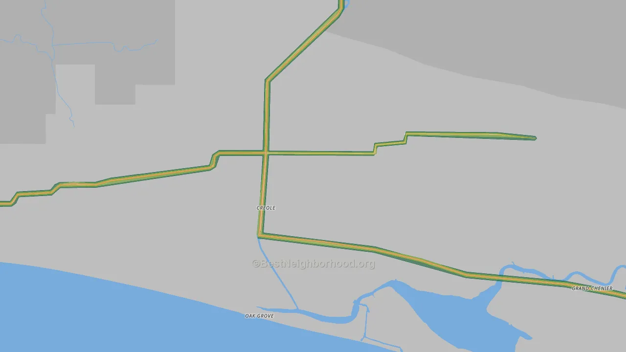 Creole, LA Map of Noise Levels in Creole