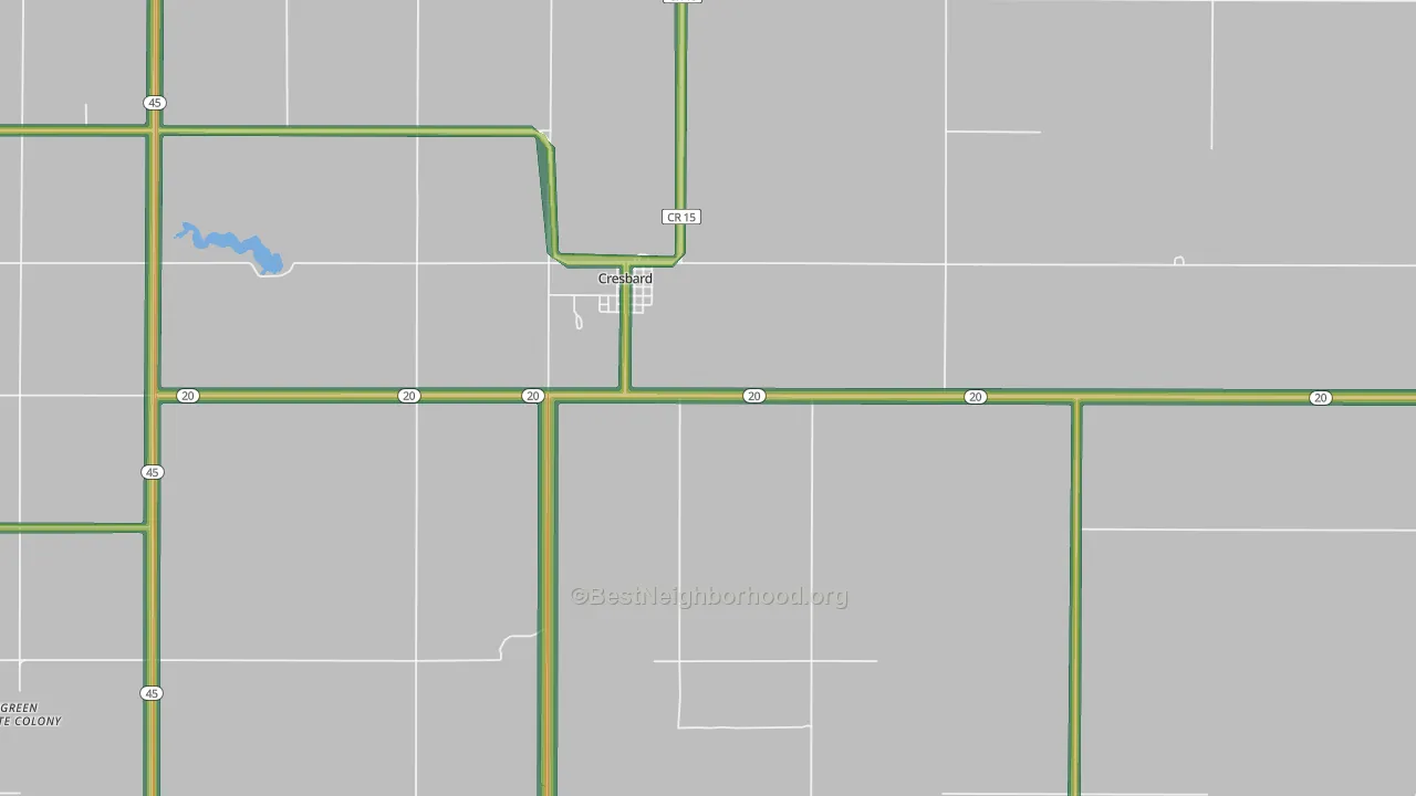Cresbard, SD Map of Noise Levels in Cresbard