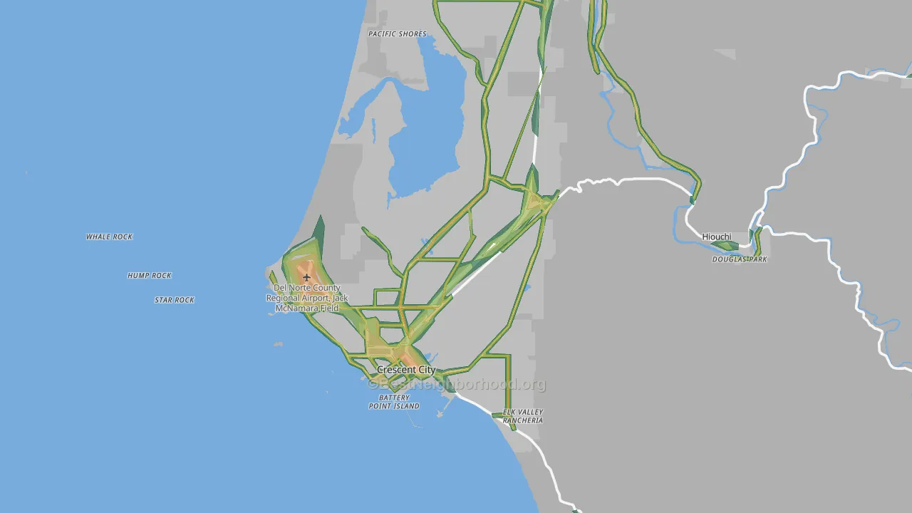 Crescent City, CA Map of Noise Levels in Crescent City