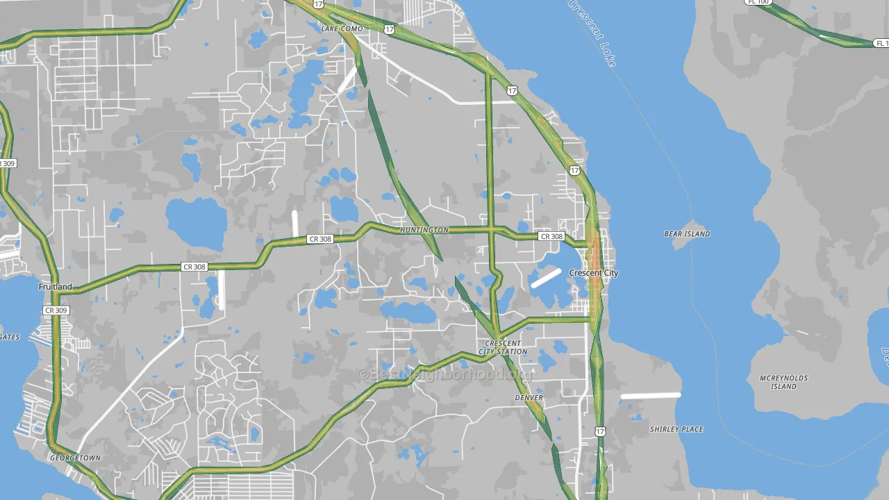 Crescent City, FL Map of Noise Levels in Crescent City