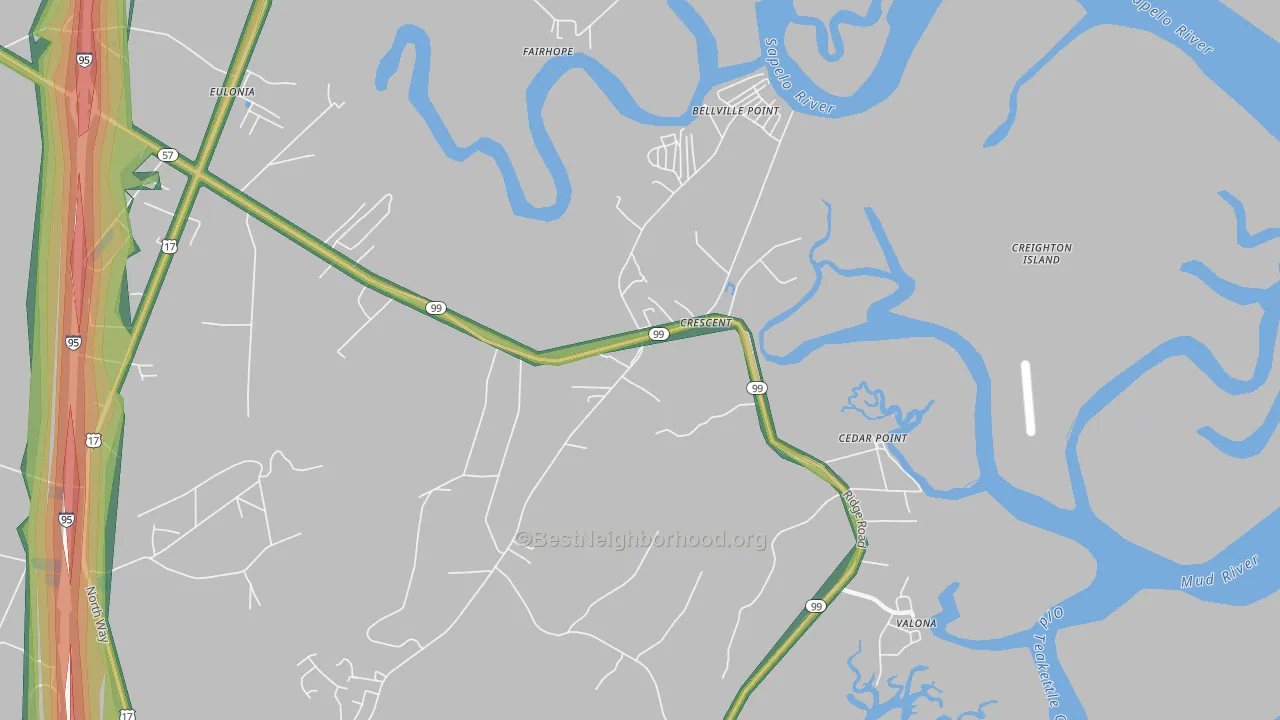Crescent, GA Map of Noise Levels in Crescent