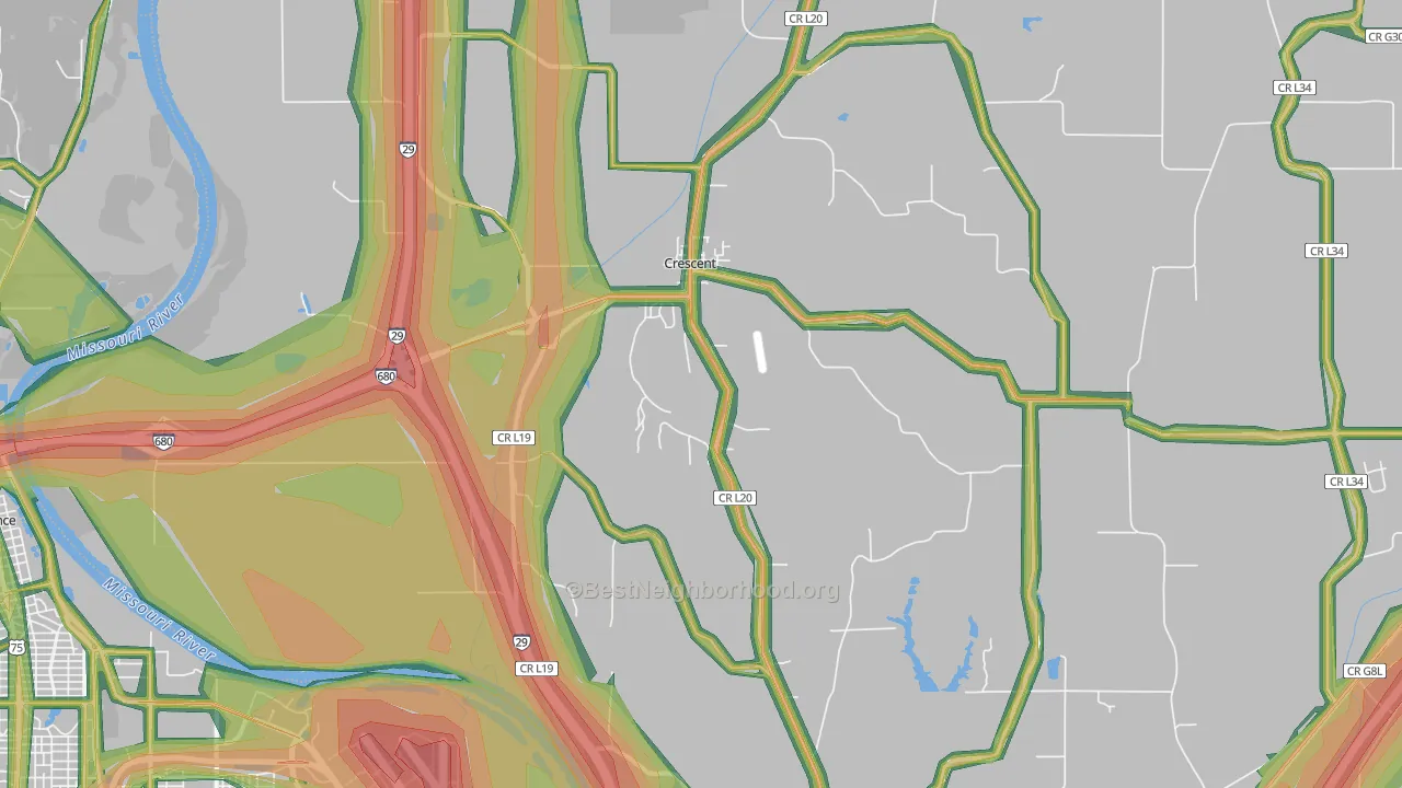 Crescent, IA Map of Noise Levels in Crescent