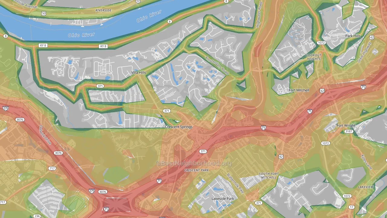 Crescent Springs, KY Map of Noise Levels in Crescent Springs