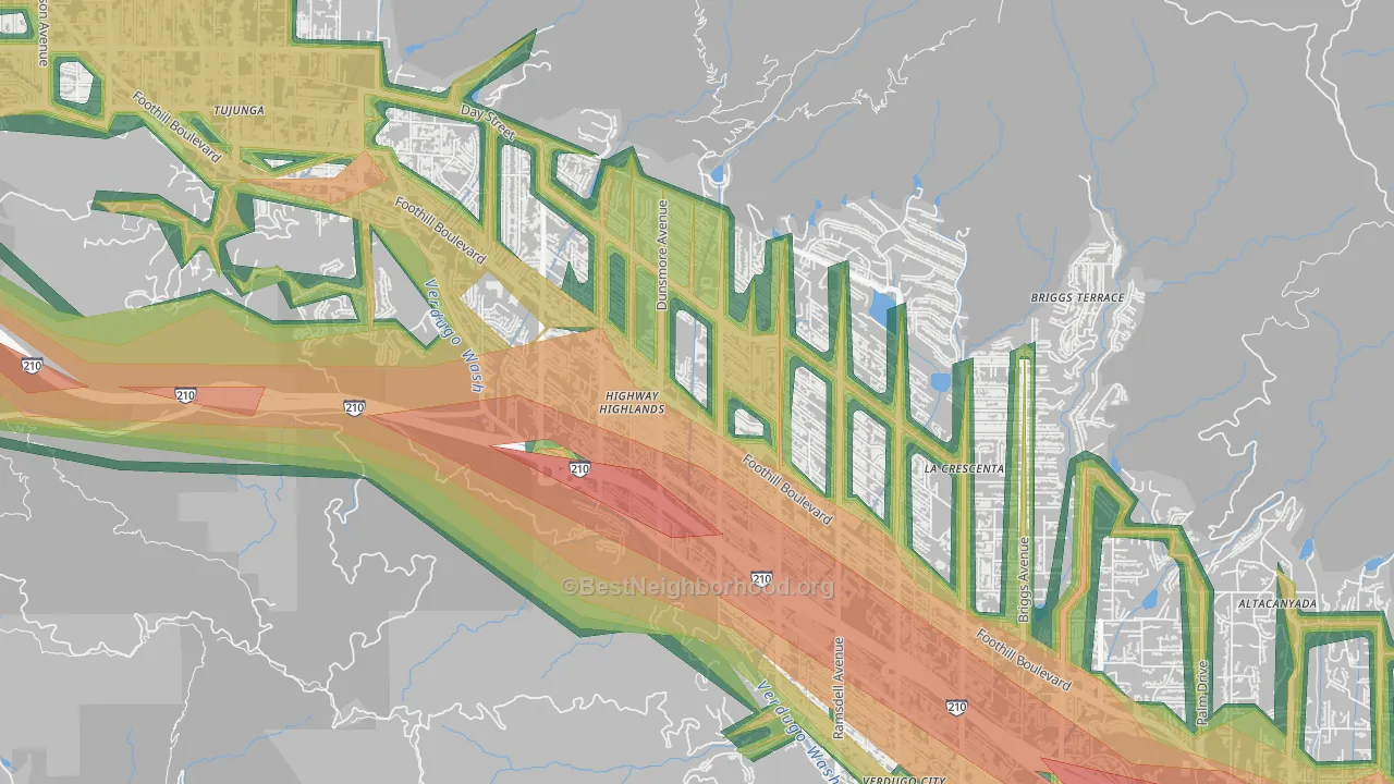Crescenta Highlands, La Crescenta, CA Map of Noise Levels in Crescenta Highlands