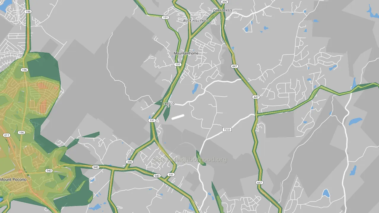 Cresco, PA Map of Noise Levels in Cresco