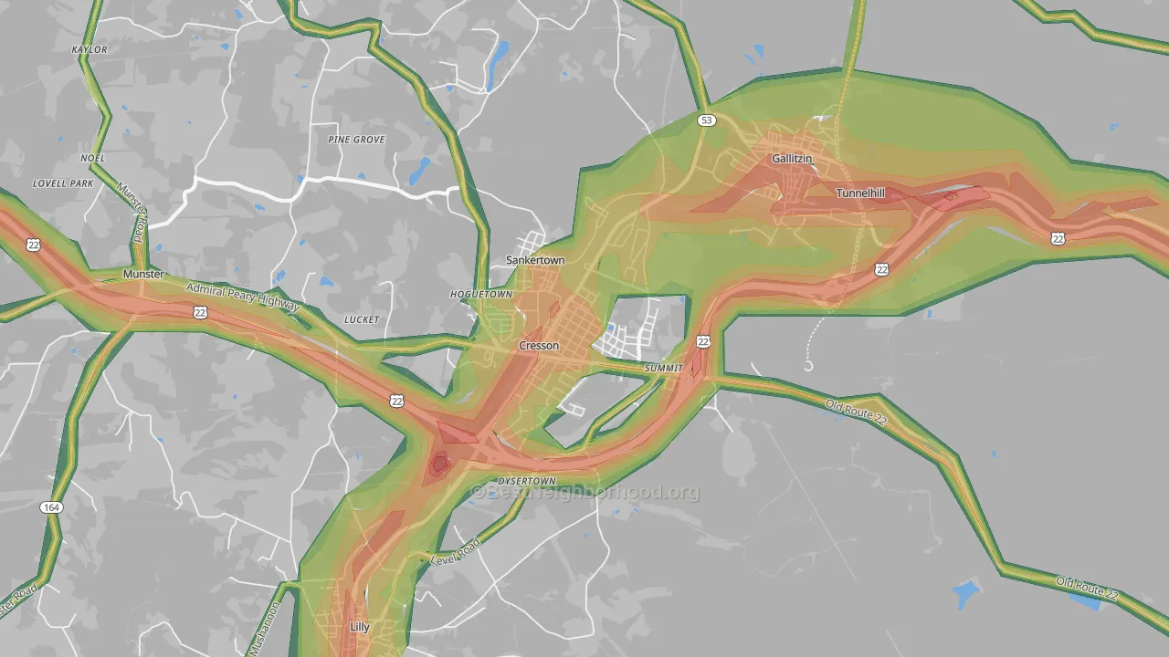 Cresson, PA Map of Noise Levels in Cresson