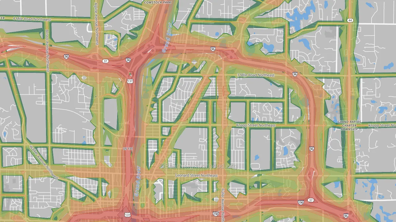 Creston, Grand Rapids, MI Map of Noise Levels in Creston