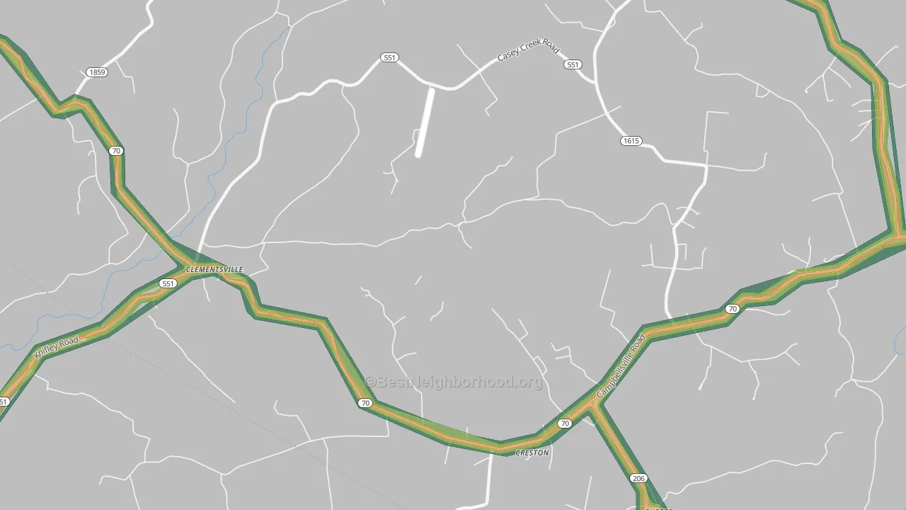 Creston, KY Map of Noise Levels in Creston