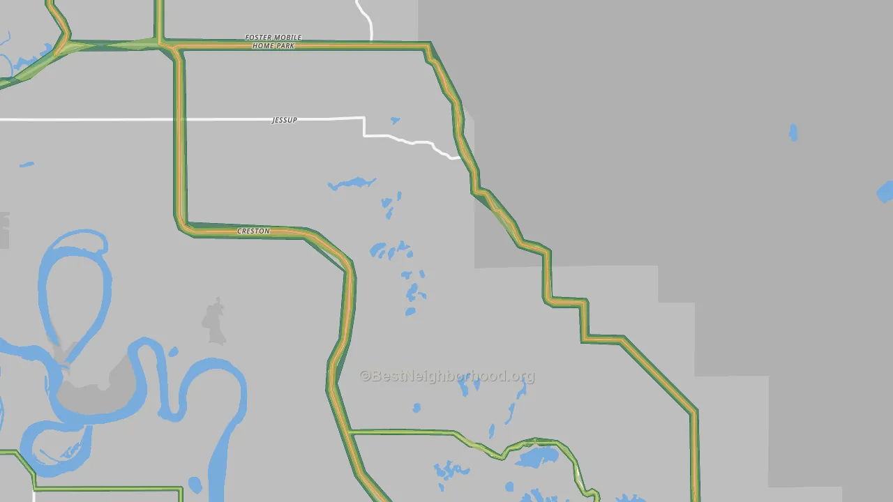 Creston, MT Map of Noise Levels in Creston