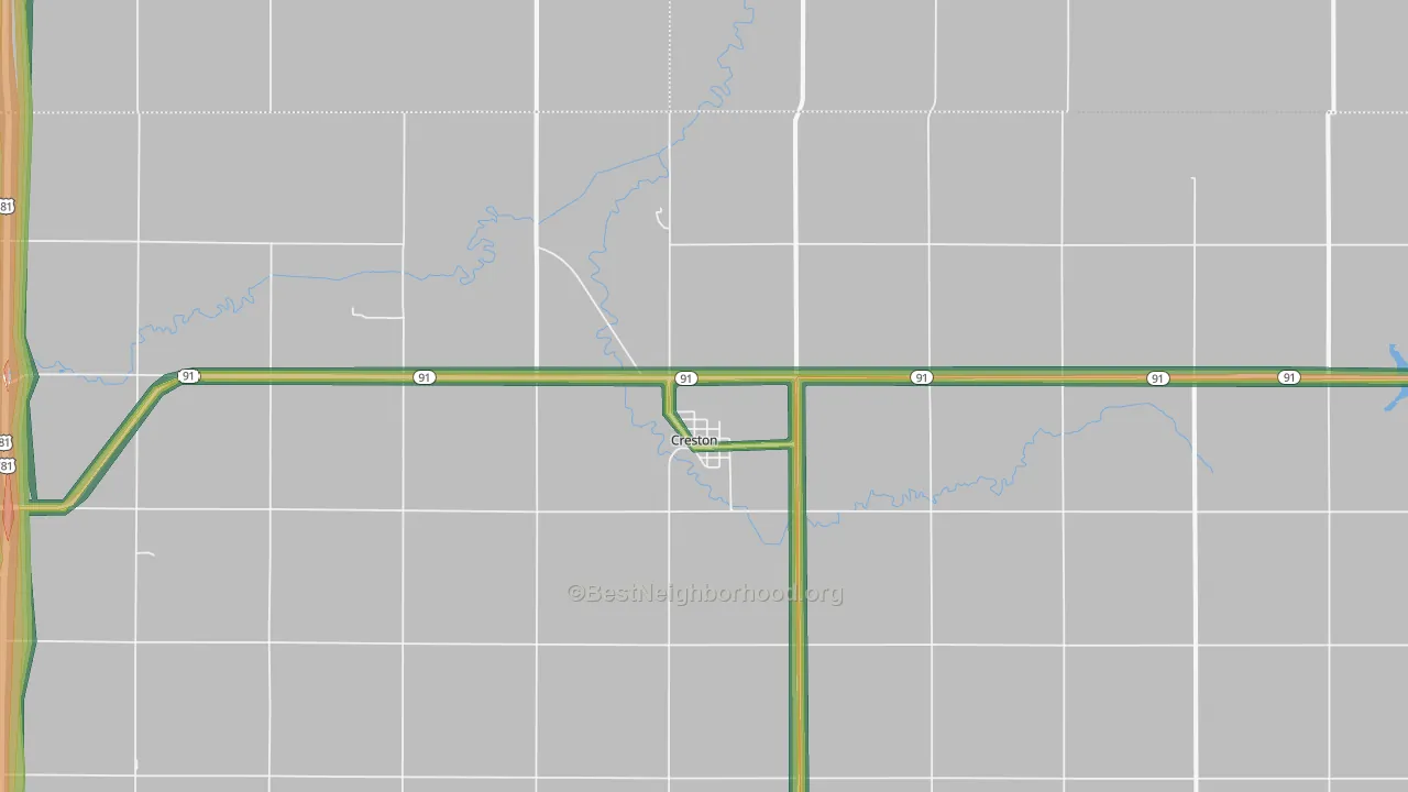 Creston, NE Map of Noise Levels in Creston