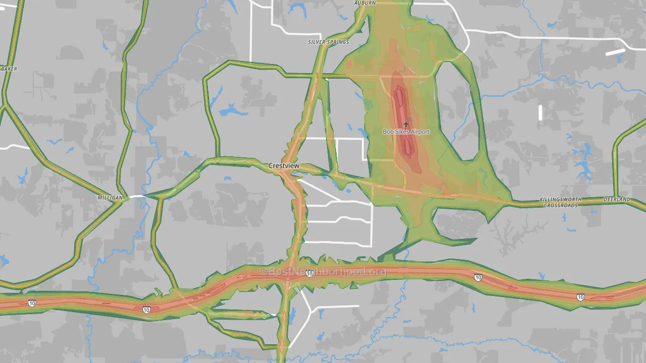 Crestview, FL Map of Noise Levels in Crestview