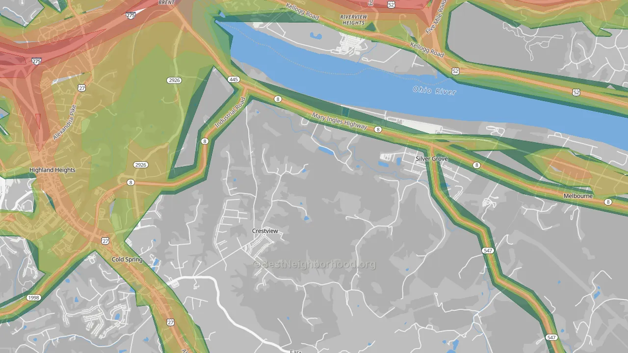 Crestview, KY Map of Noise Levels in Crestview