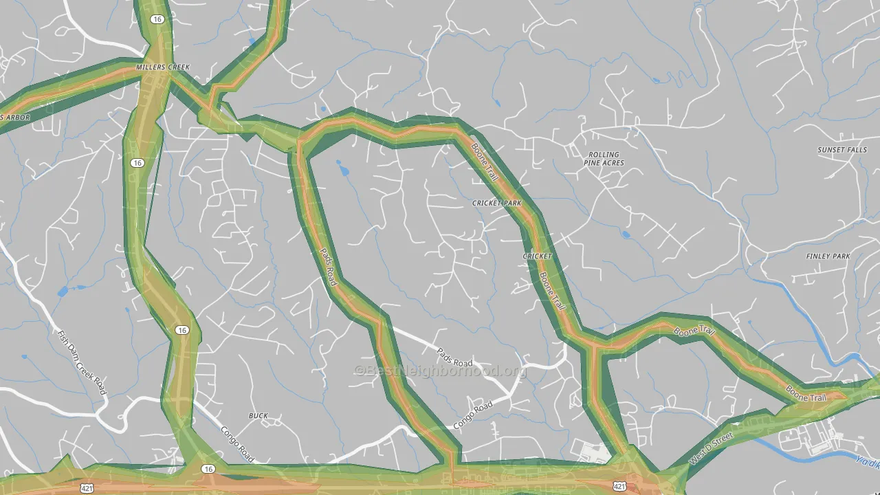 Cricket, NC Map of Noise Levels in Cricket