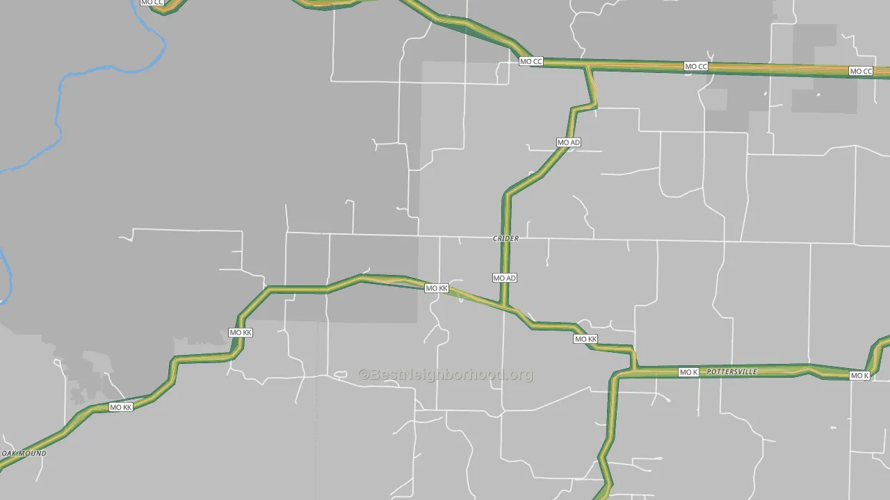 Crider, MO Map of Noise Levels in Crider